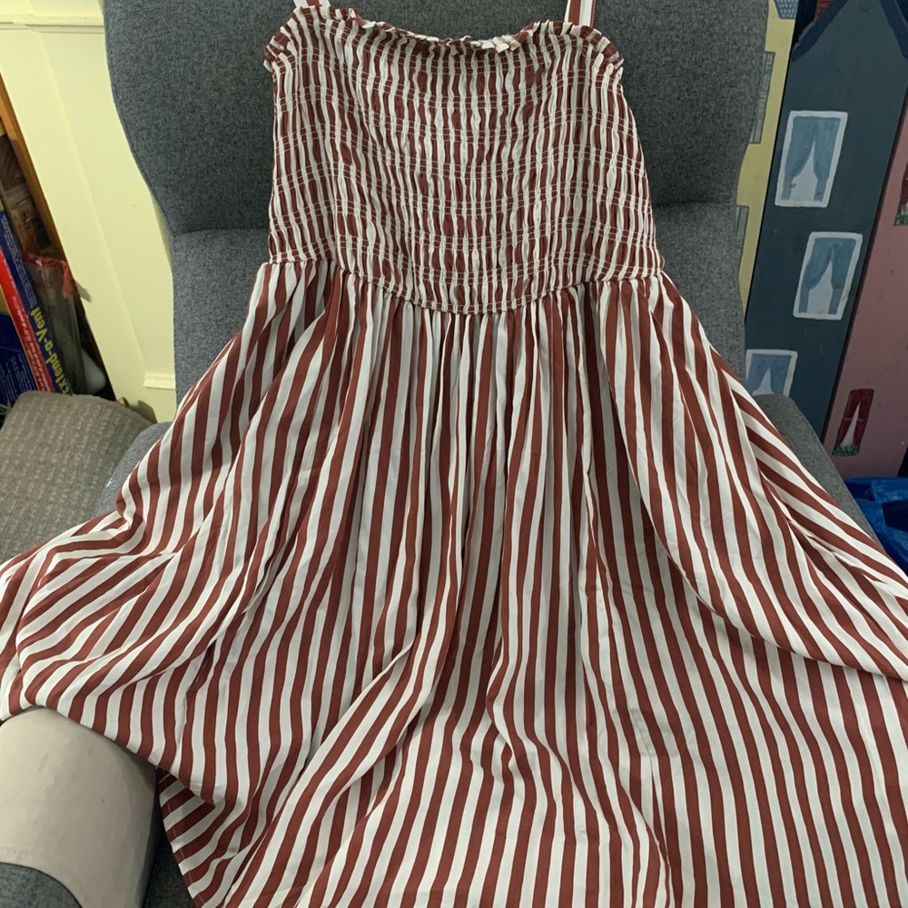 Torrid Red and White Smocked Tube Top Dress